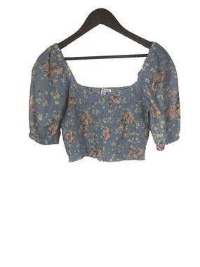 American Eagle Women's Smocked Crop Top XS Floral fairy Cottagecore Milkmaid